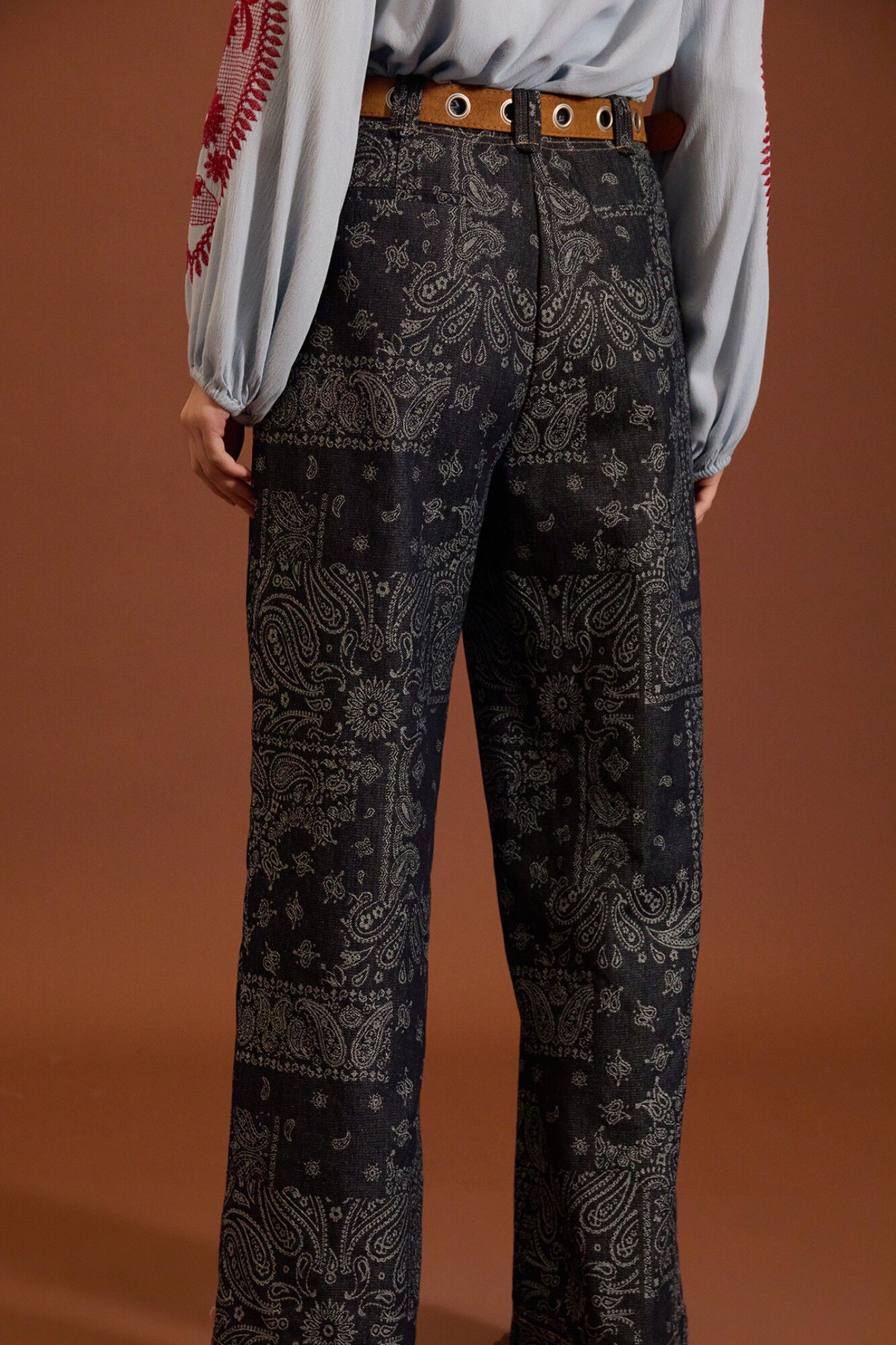 Meisie Jeans com estampado de caxemira Azul