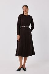 Cortefiel Long dress with seams Dark brown