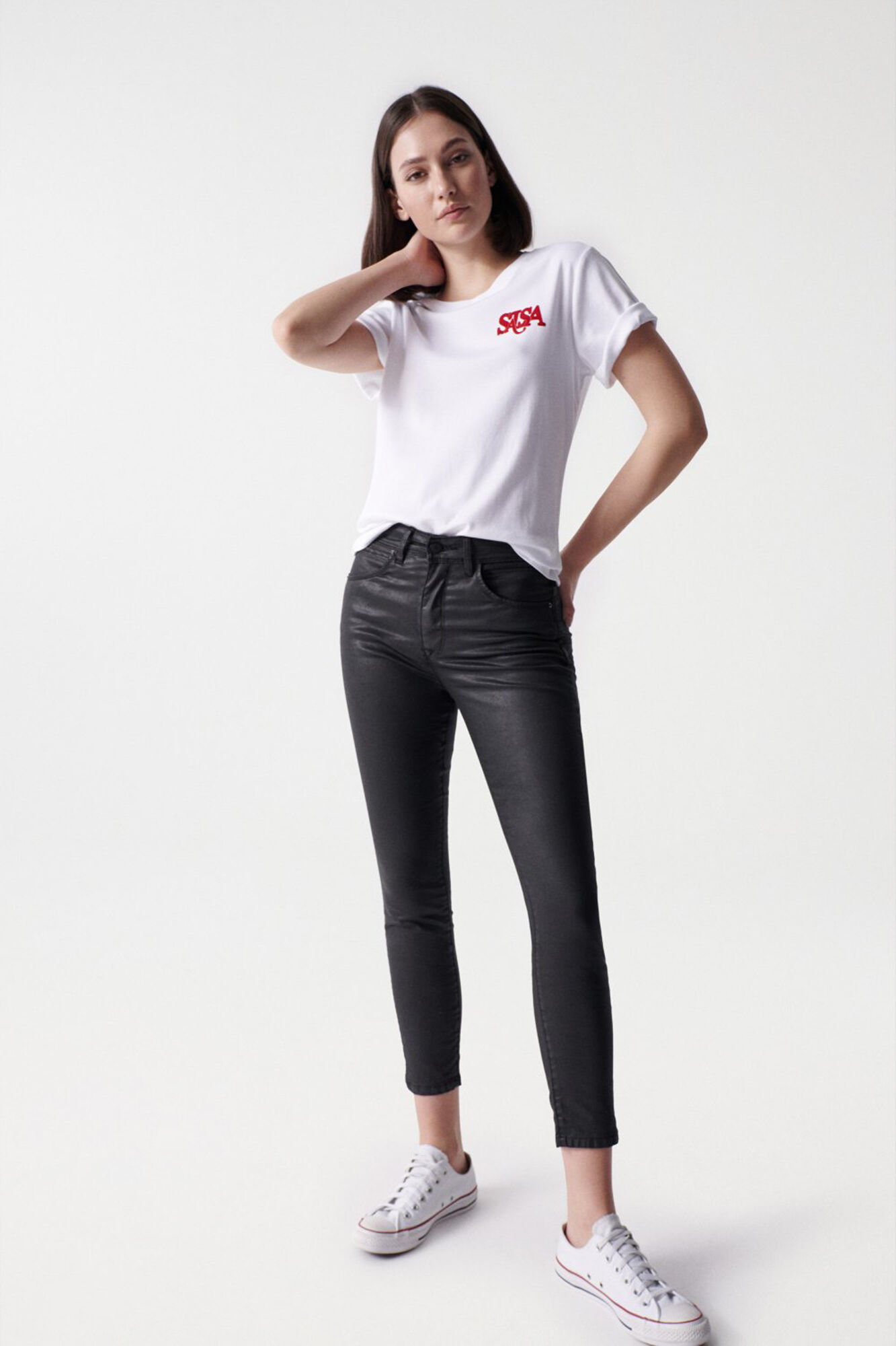 Salsa Jeans Jeans faith push in cropped com efeito coating
