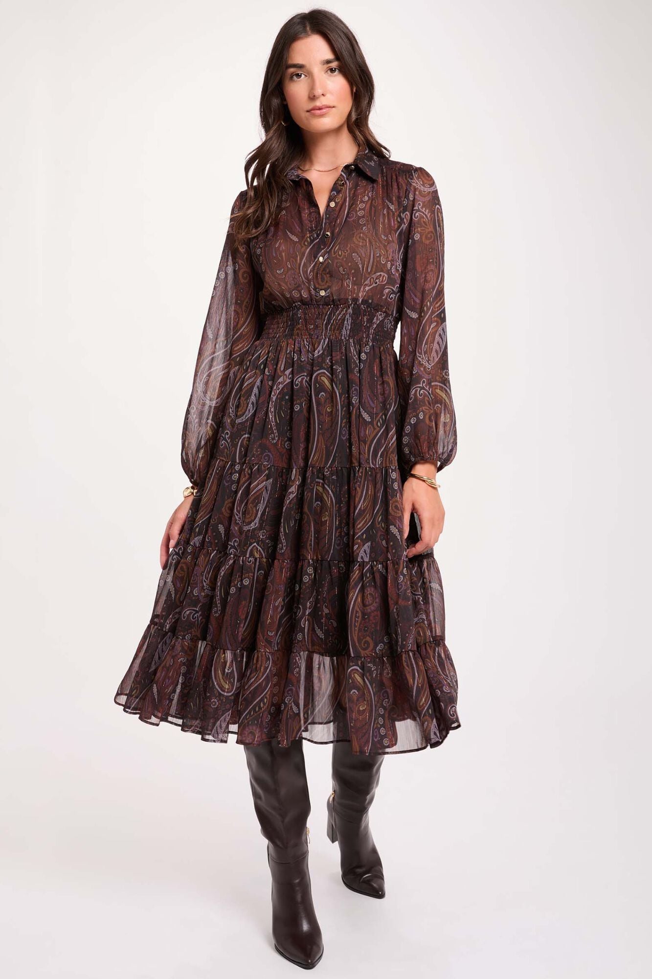 Morgan Vestido comprido de gaze Multicolorido
