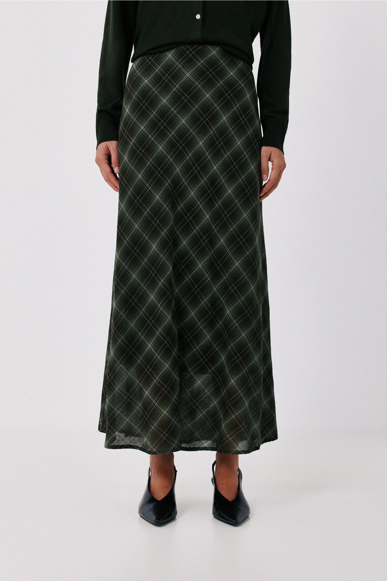 Cortefiel Plaid midi skirt