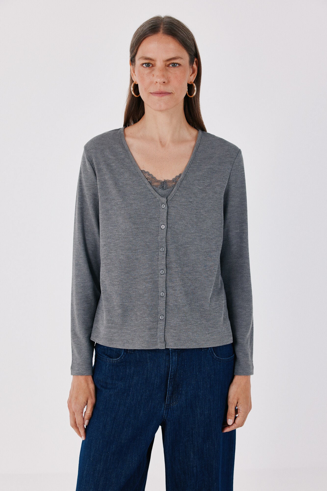 Cortefiel Lace detail double cardigan