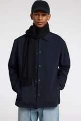 Selected Casaco curto com gola confeccionado com materiais reciclados Azul