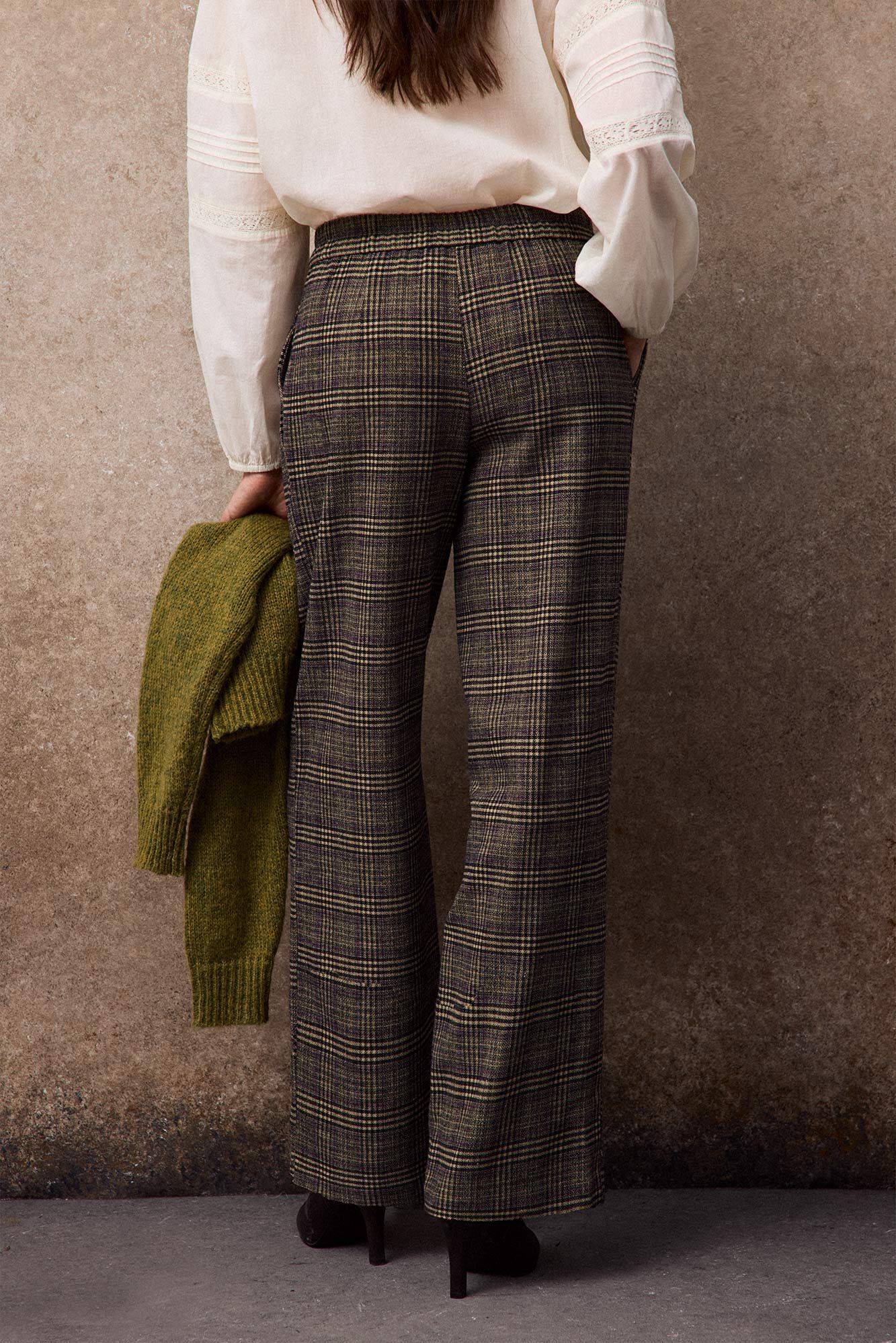 Slowlove Plaid trousers Printed grey