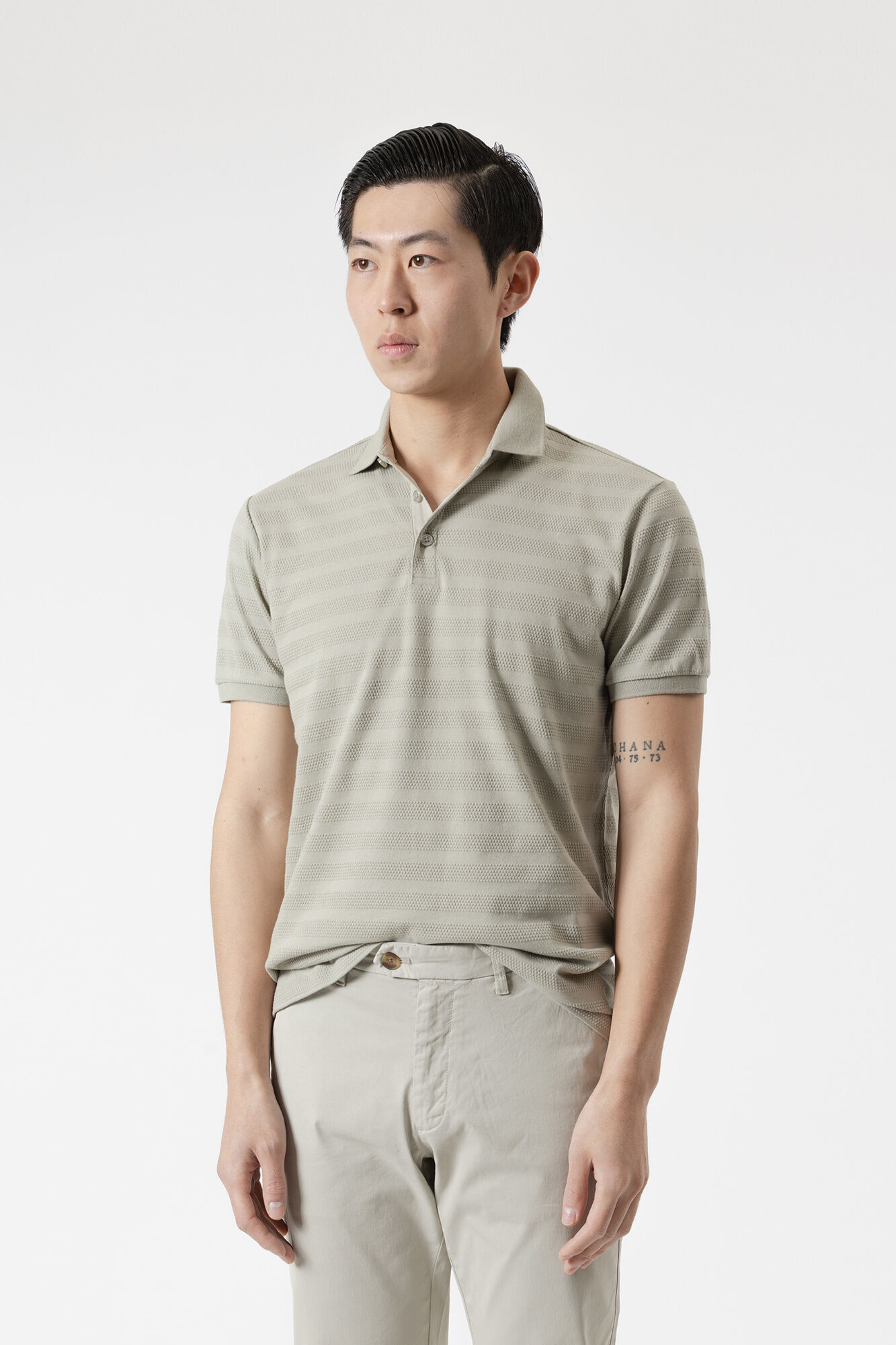 PuroEGO Lichen cotton dobby polo shirt