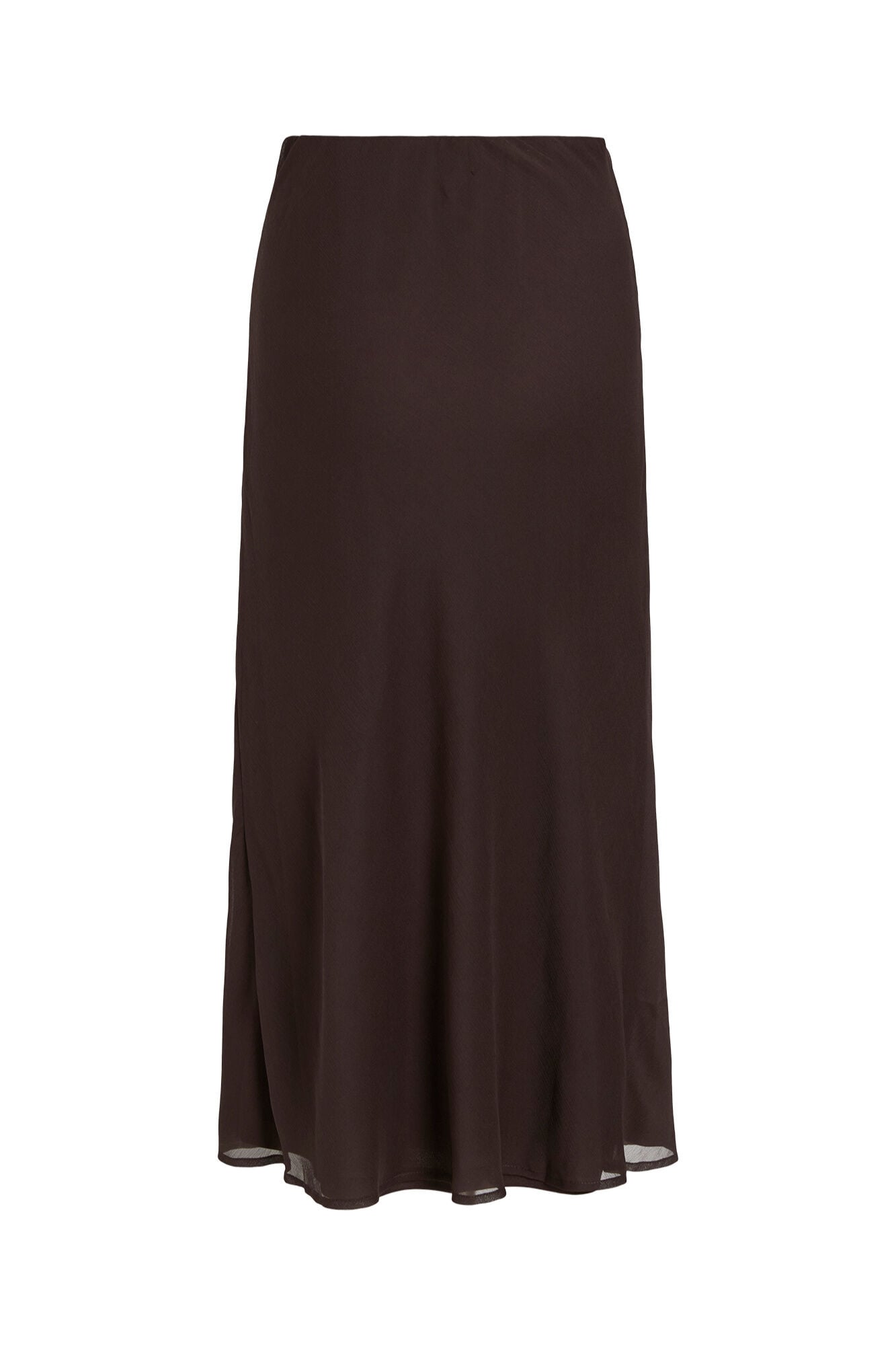 Vila Satin-finish midi skirt Dark brown