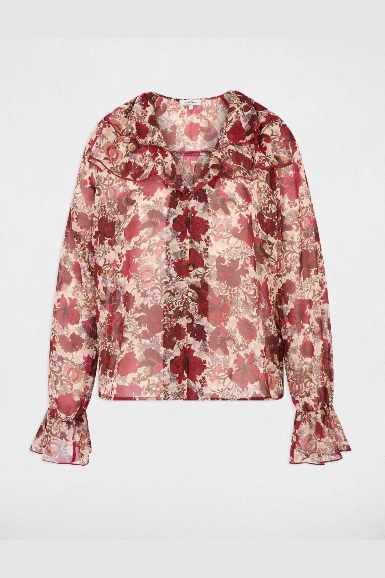 Morgan Blusa em chiffon com gola em V Multicolorido