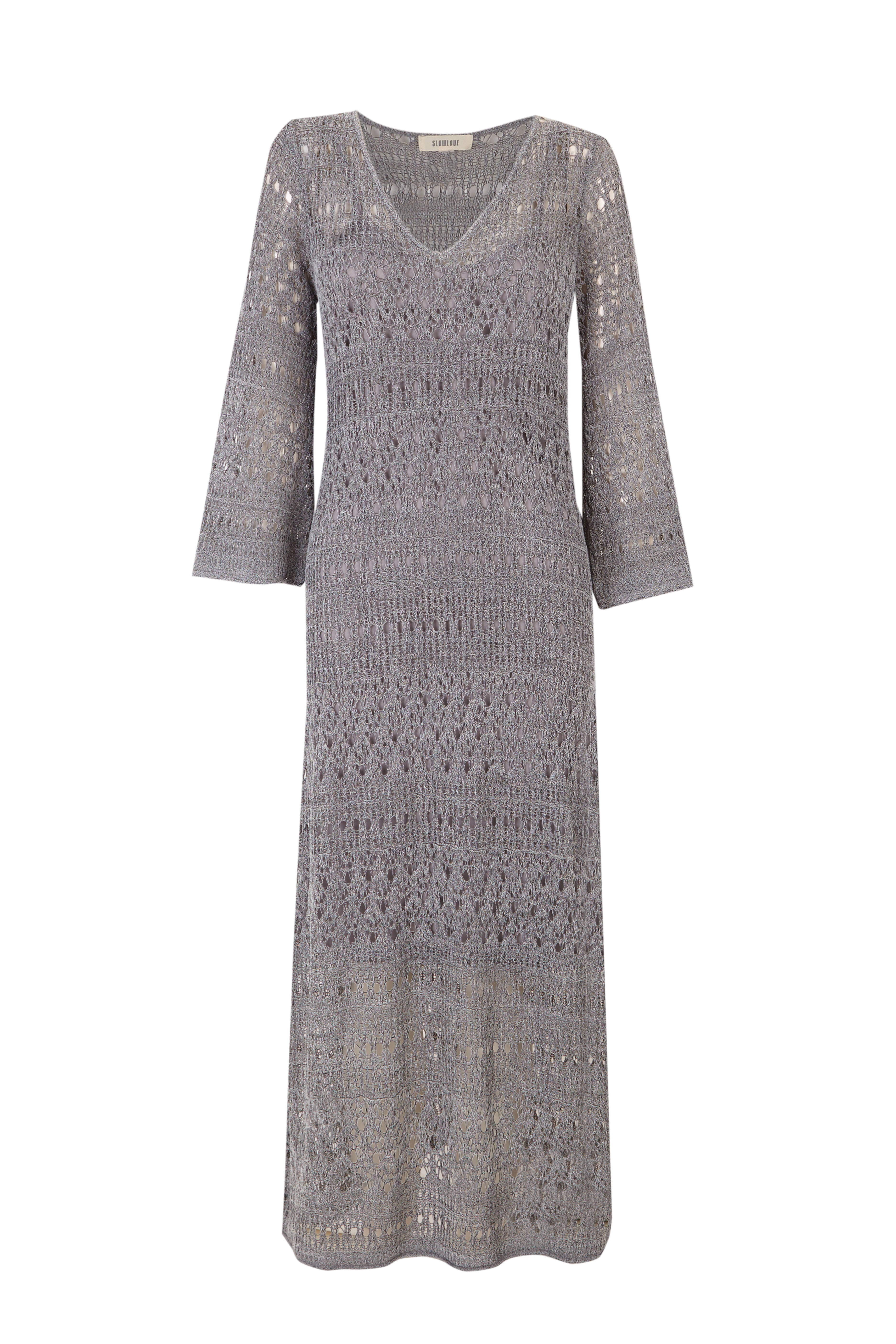 Slowlove Vestido de malha rendada Cinzento