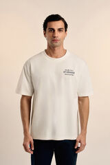 Valecuatro Camiseta com texto grande Ecru