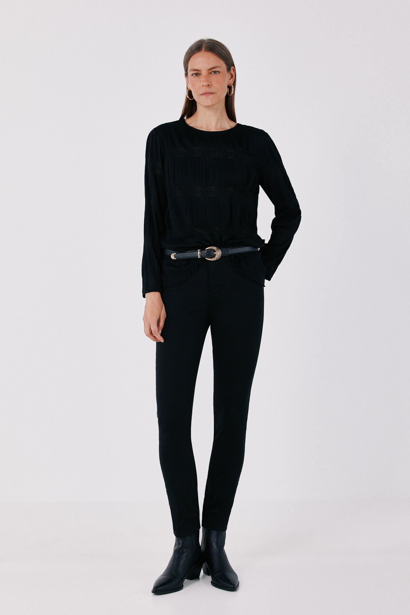 Cortefiel Camiseta fluida floral Negro