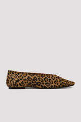 Cortefiel Animal print leather ballet flats Printed brown