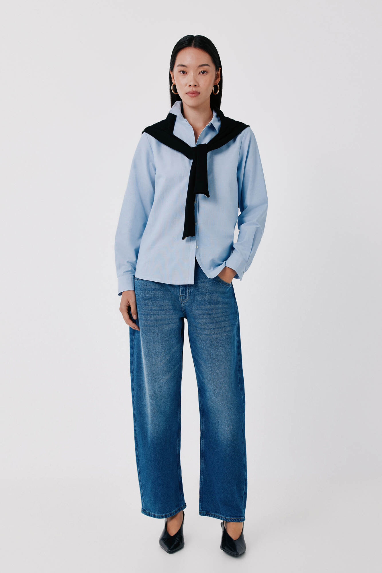 Cortefiel Oxford basic shirt Blue