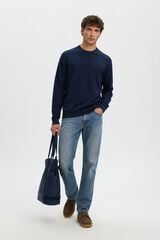Selected Camisola leve 100% algod&atilde;o org&acirc;nico Azul