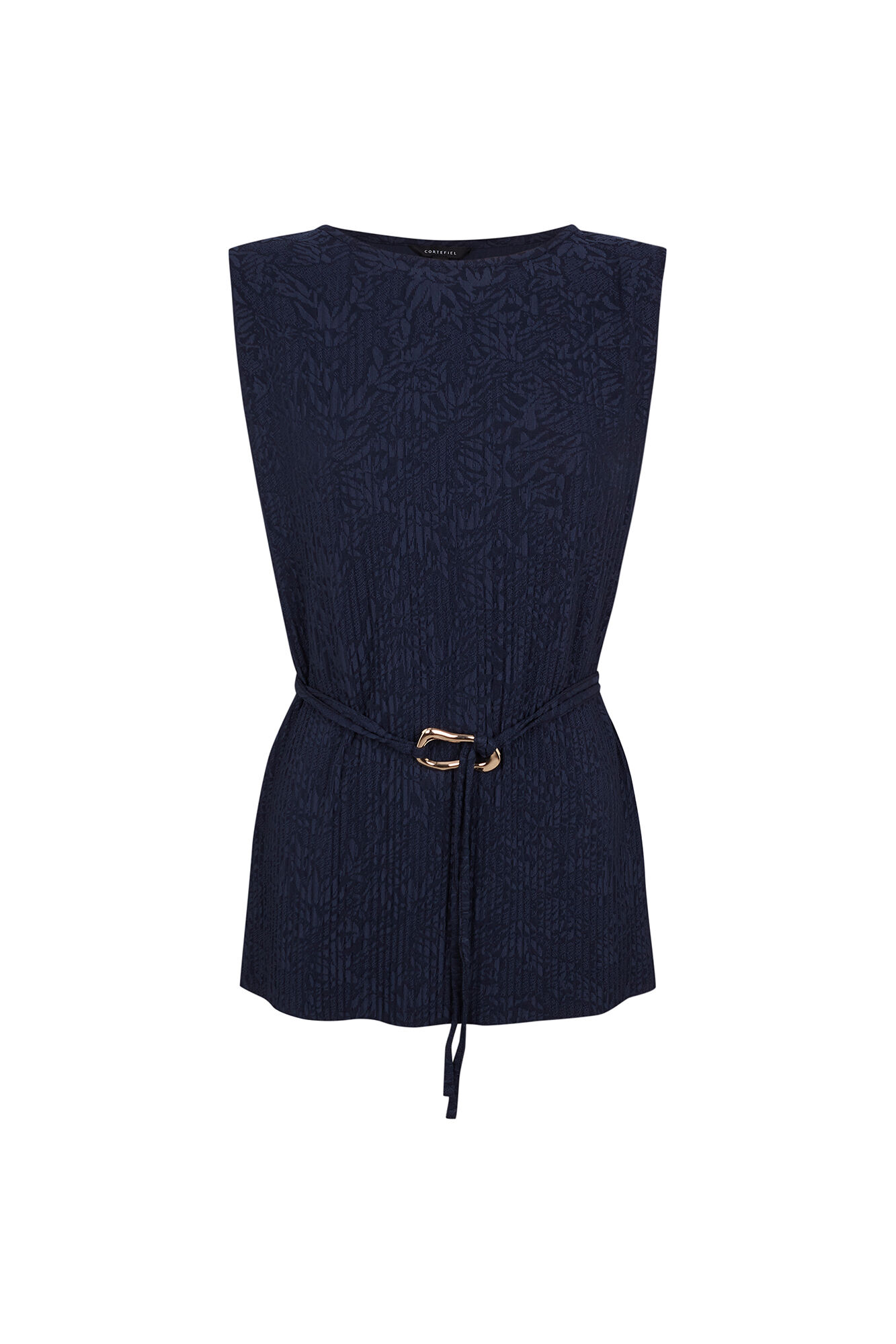 Cortefiel Top jacquard hebilla Azul marino