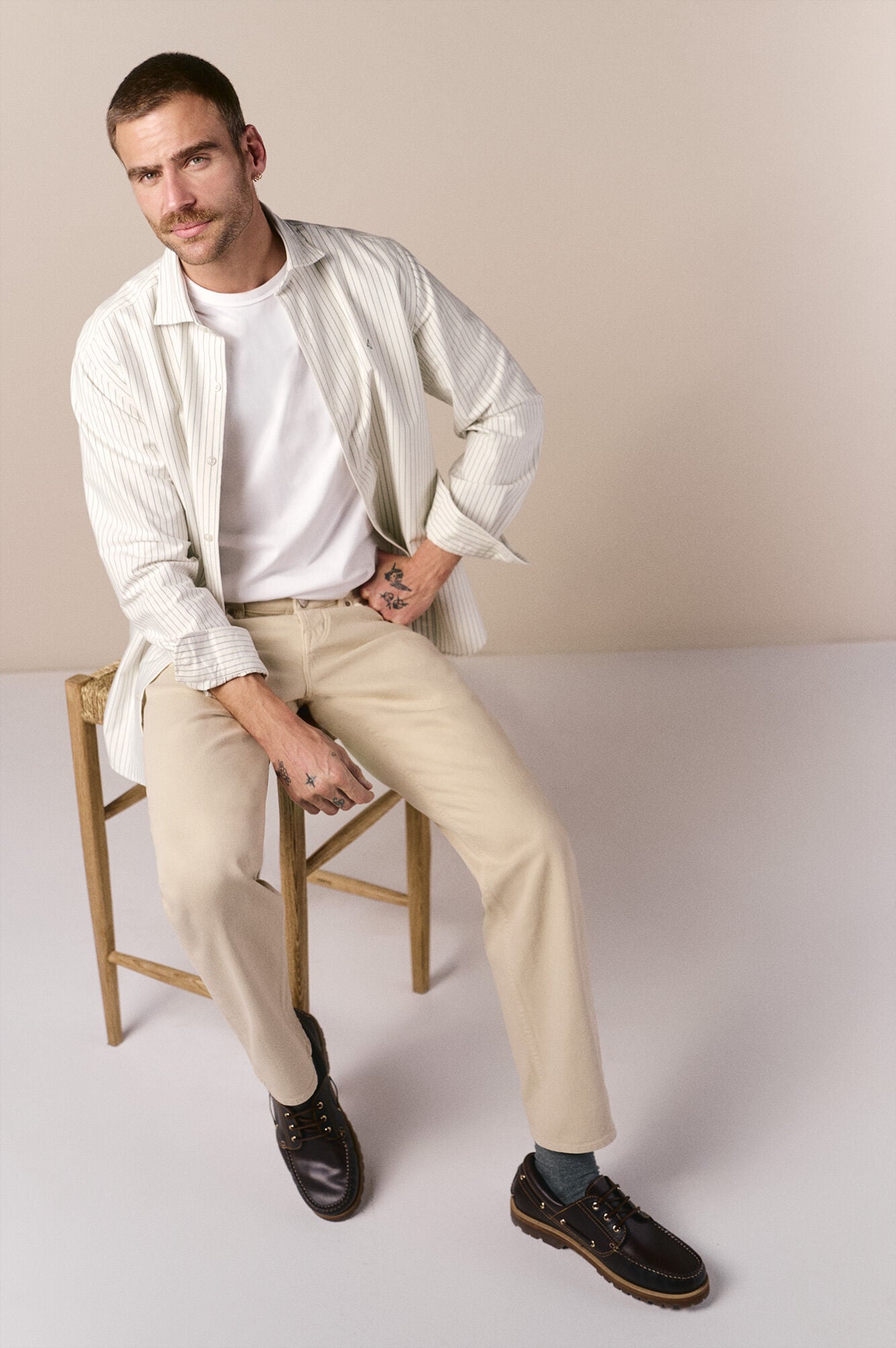 OOTO Oxford striped long sleeve shirt Green