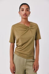 Cortefiel Knot neckline T-shirt Green