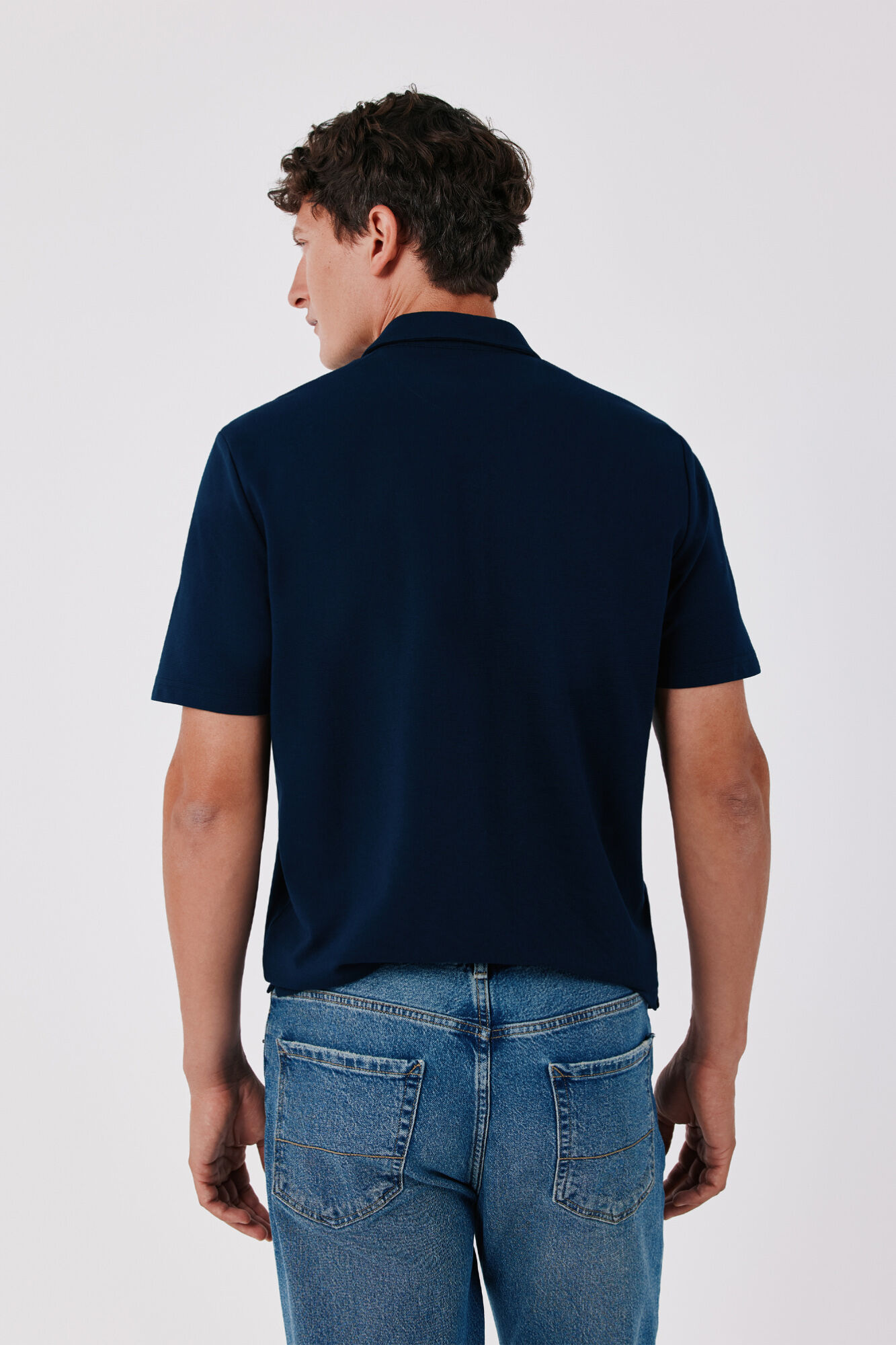Cortefiel Ottoman structure polo shirt Navy