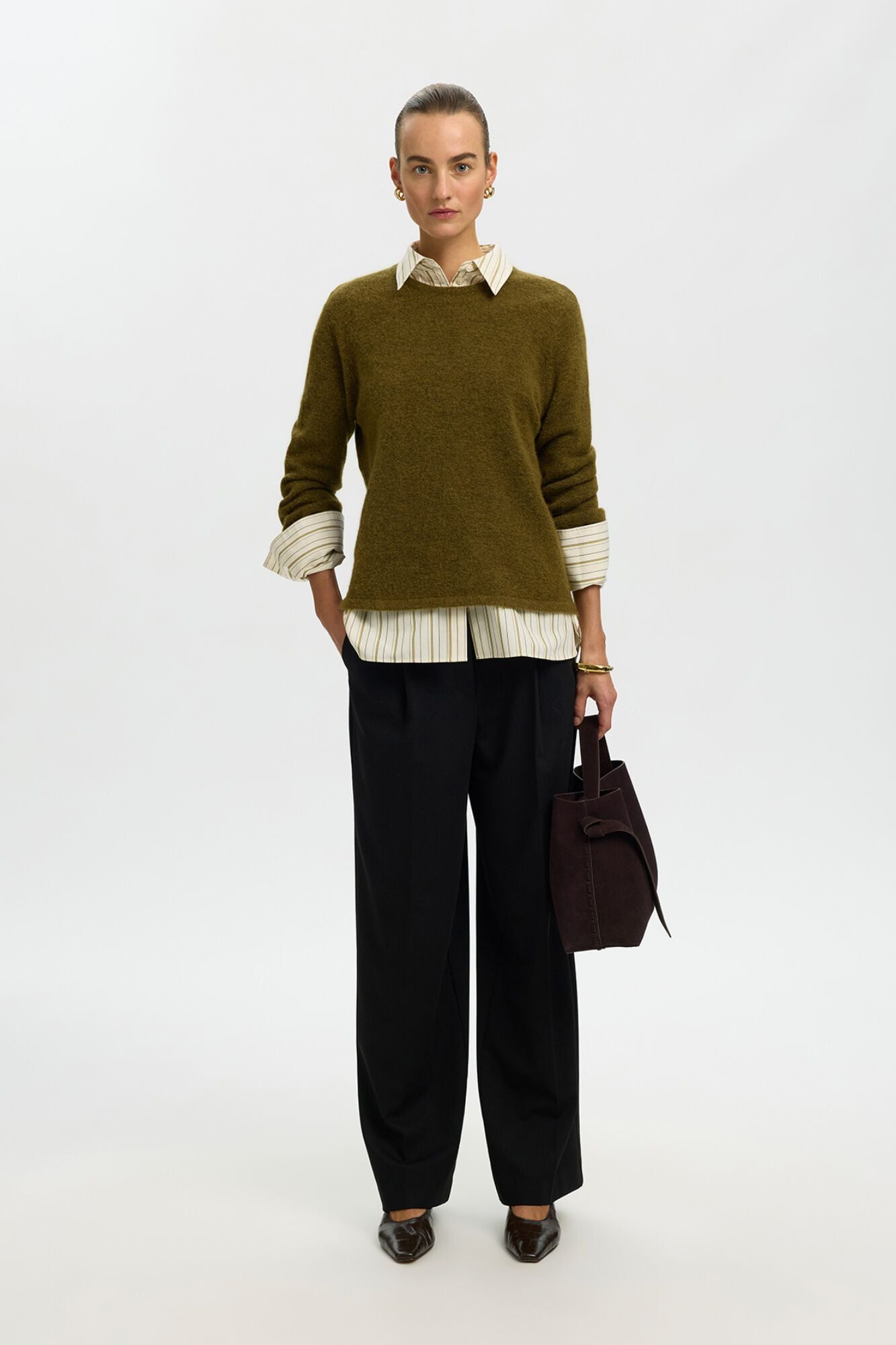 Selected Wool and alpaca jumper Green
