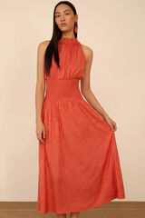 Meisie Vestido comprido em jacquard Laranja
