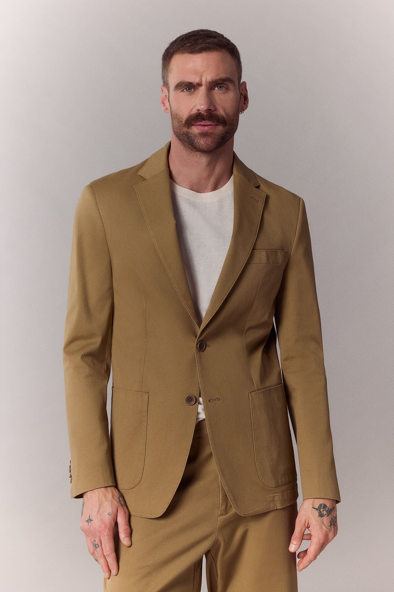 OOTO Blazer coordenado em algod&atilde;o Castanho