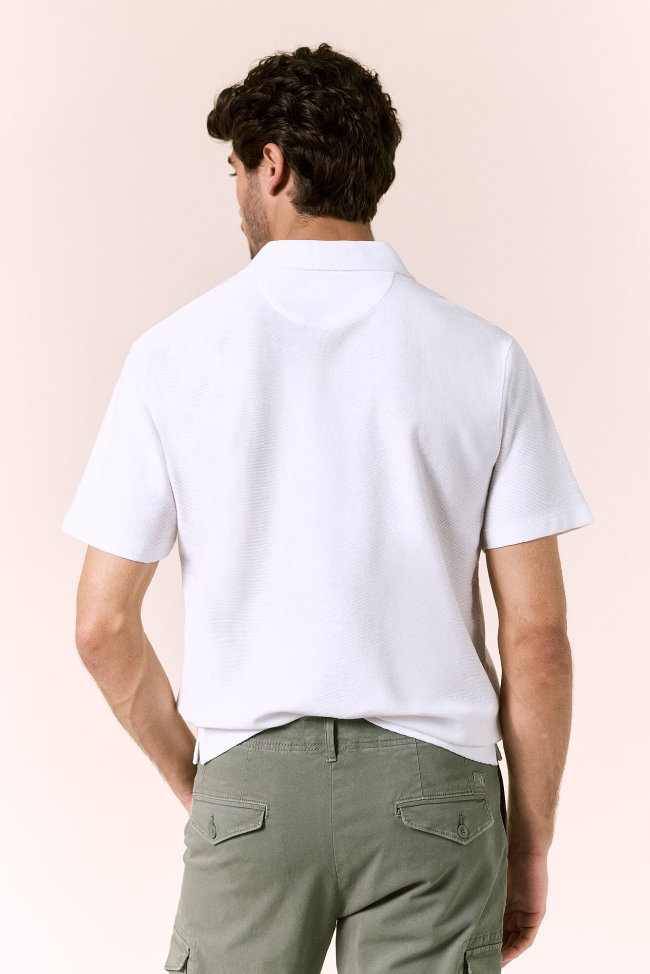 OOTO Piqu&eacute; V-neck polo shirt White