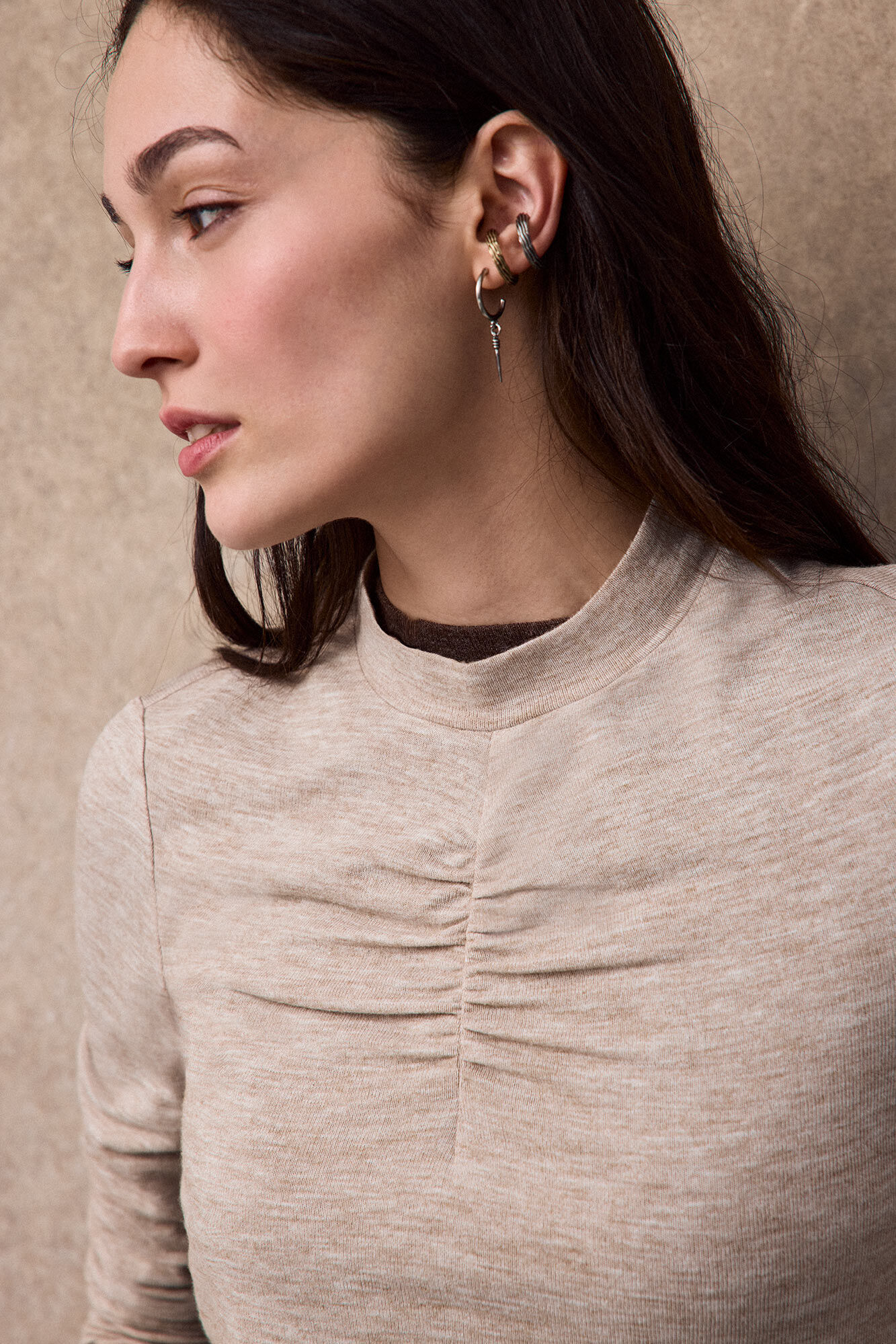 Slowlove Gathered top Beige