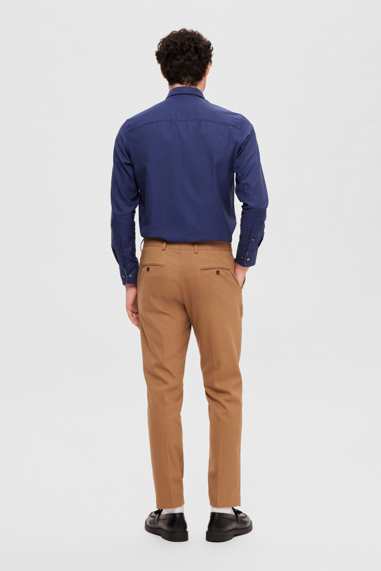 Selected Camisa de algod&atilde;o org&acirc;nico Slim Fit. Azul