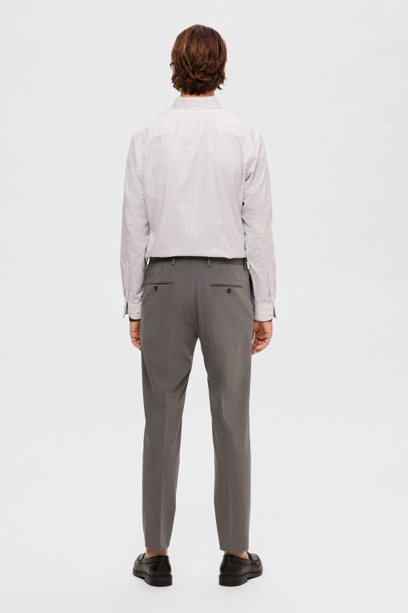 Selected Cal&ccedil;as de fato slim fit. Cinzento