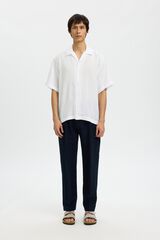 Selected Camisa de manga curta em linho Branco