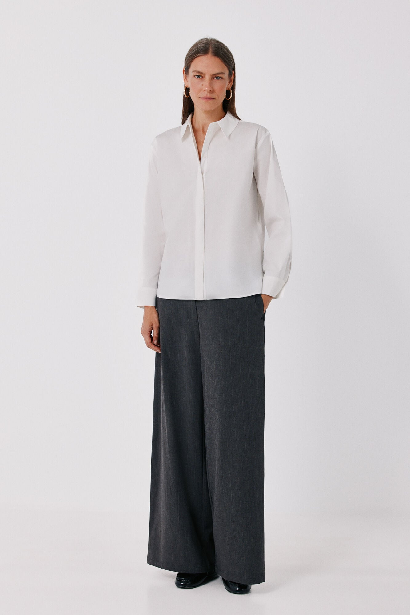 Cortefiel Shirt collar shirt White