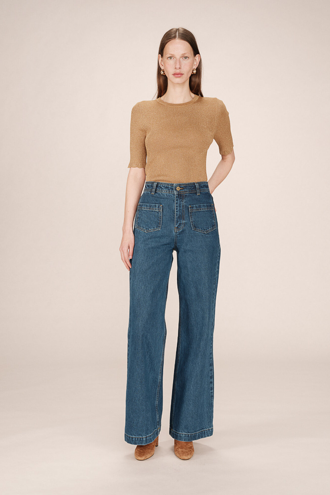 Grace & Mila Cal&ccedil;as denim de cintura alta Azul