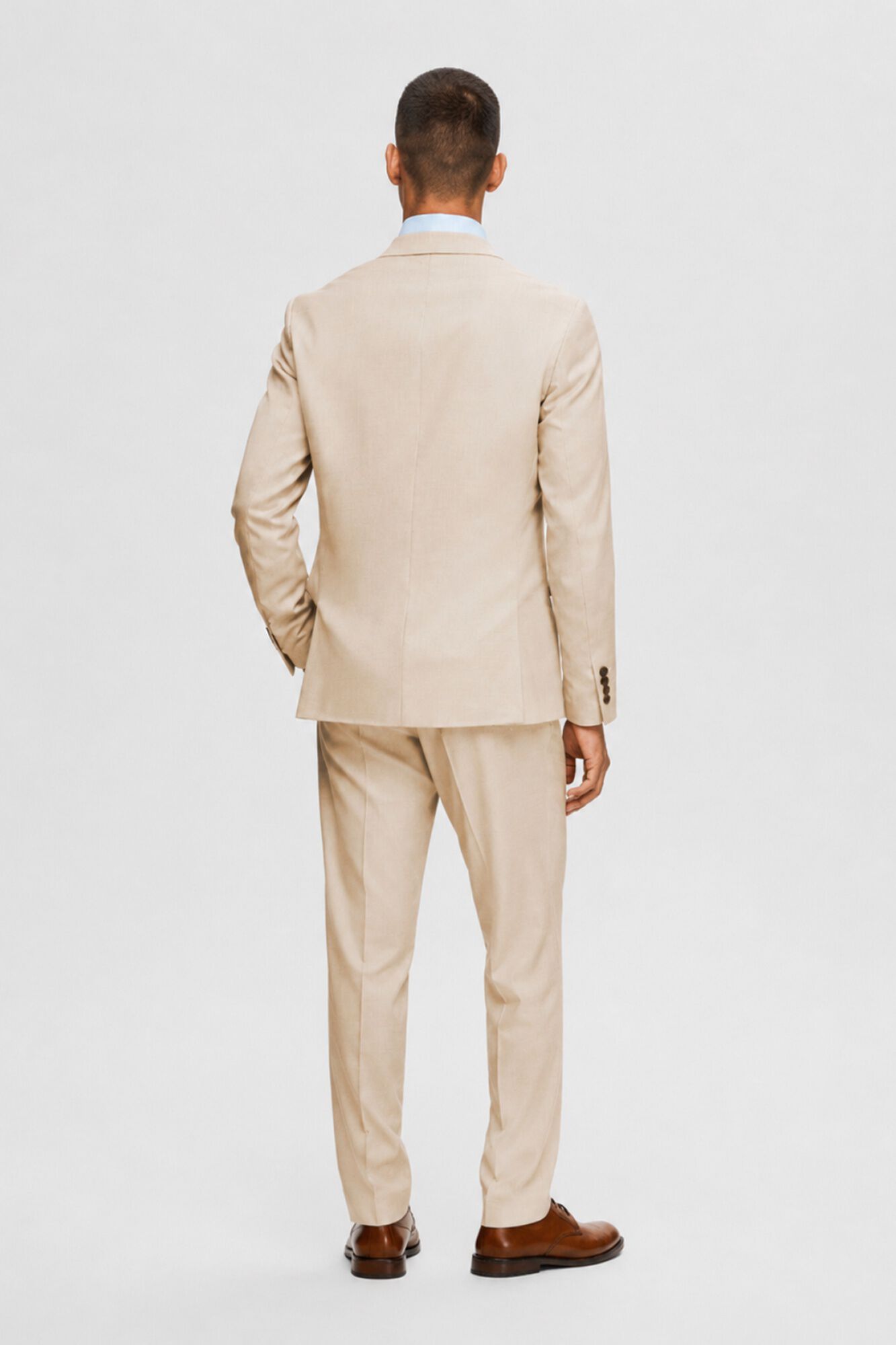 Selected Slim fit suit jacket made from recycled materials Brown