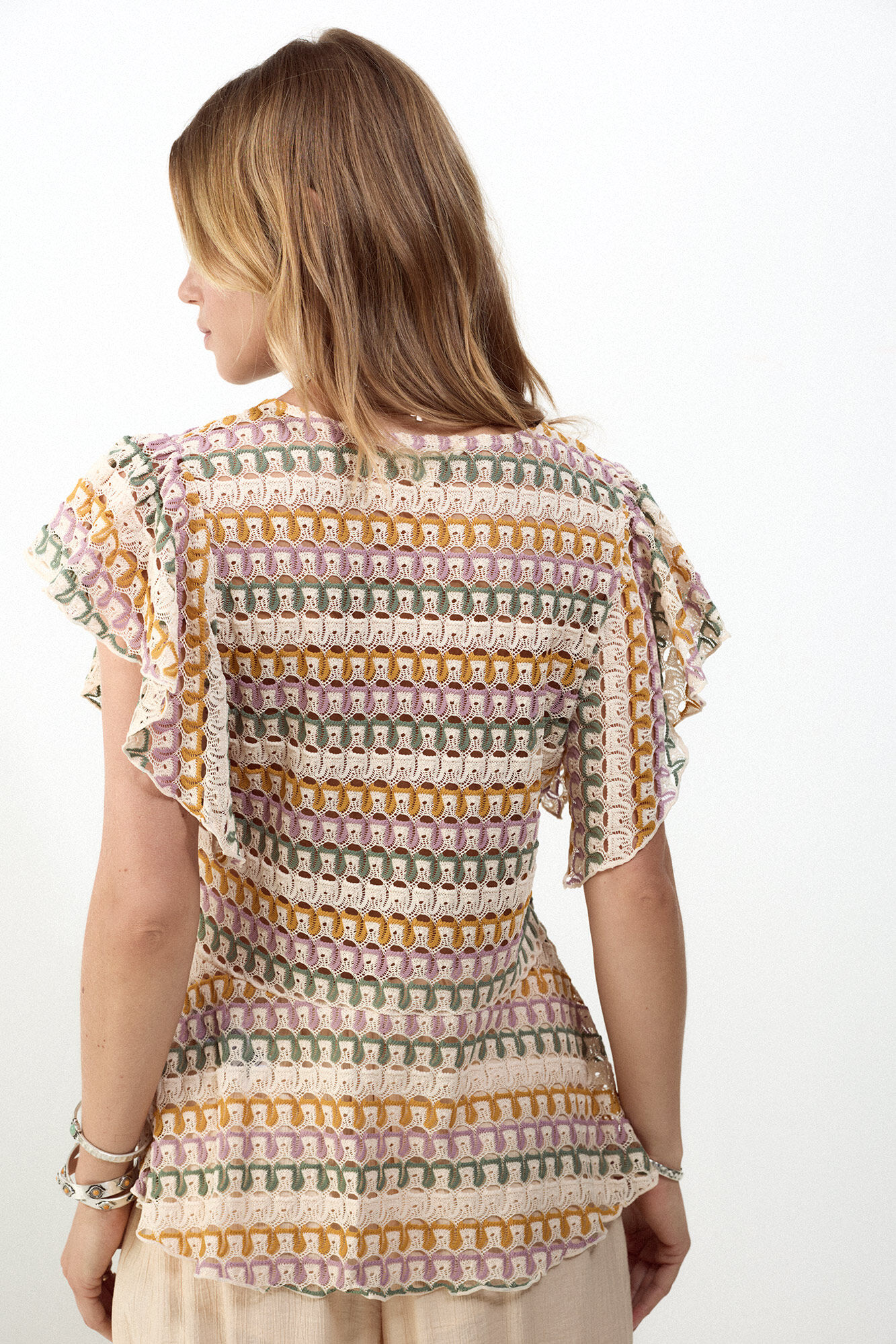 Slowlove Top estrutura multicolor Laranja