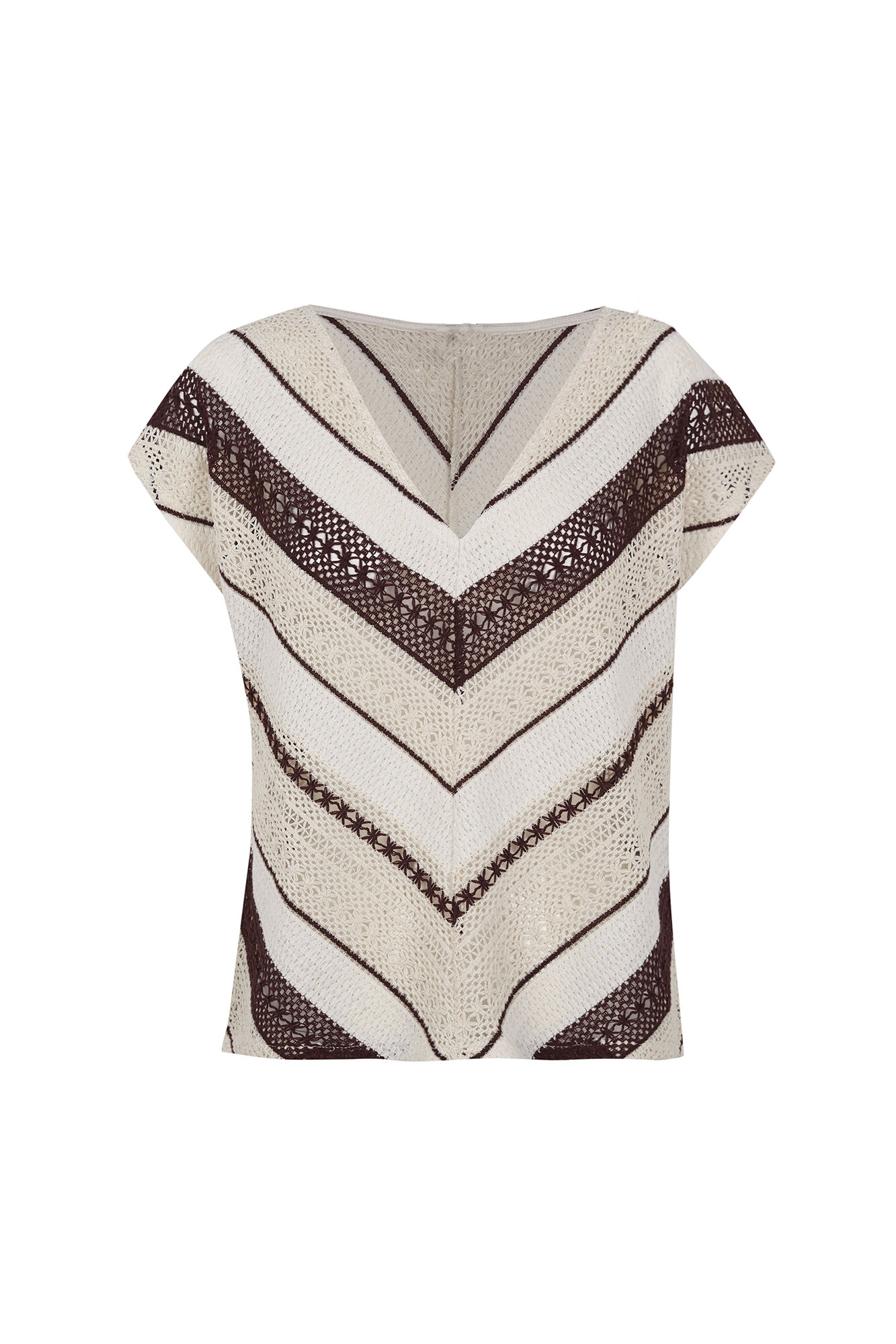 Cortefiel Multicoloured crochet T-shirt Maroon