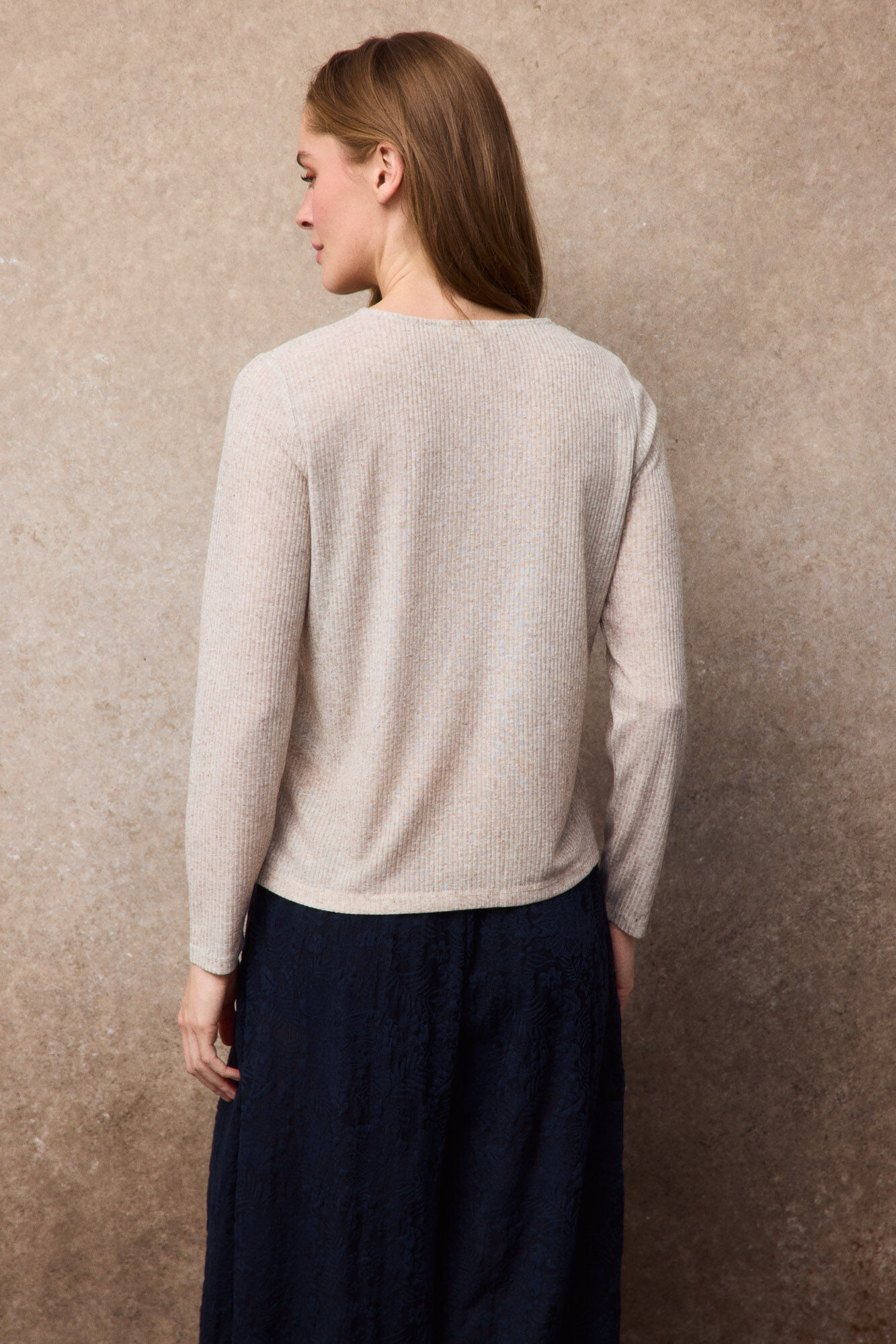 Slowlove Camiseta b&aacute;sica melange Marfil