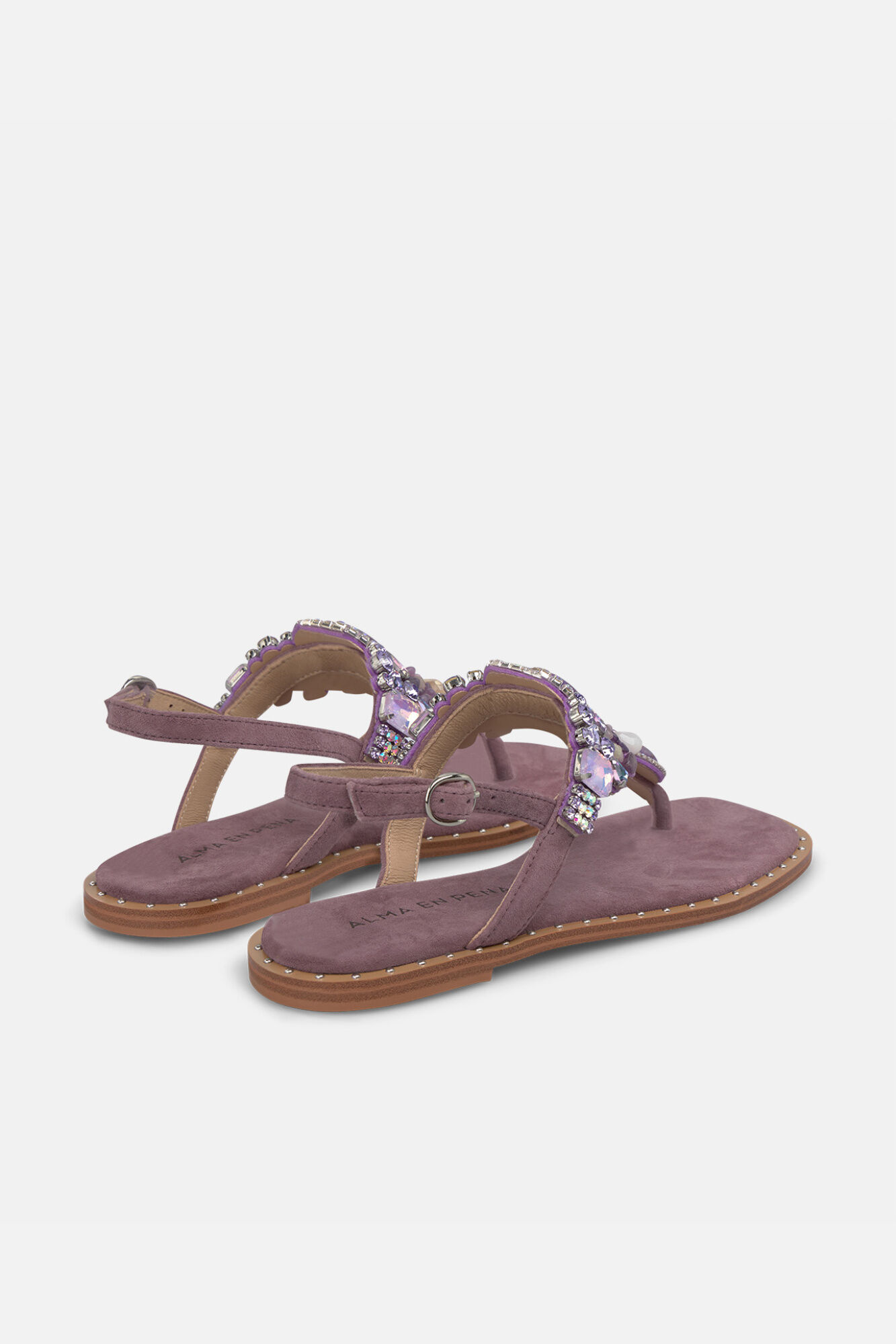 Alma en Pena Sand&aacute;lia estilo grego com missangas Roxo