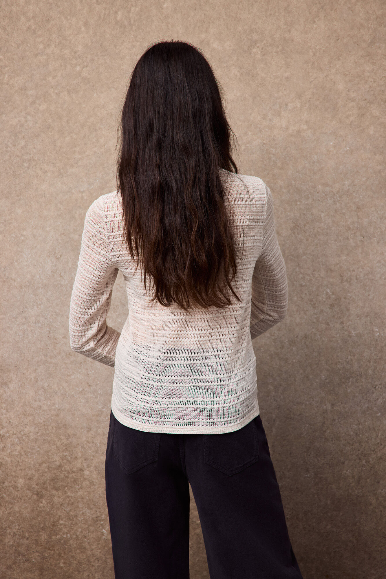 Slowlove Striped structure top Ivory