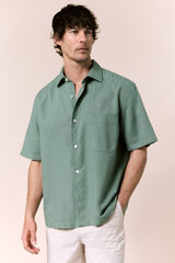 OOTO Linen short sleeve shirt Green