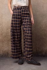 Slowlove Cal&ccedil;a corte barrel em xadrez Verde