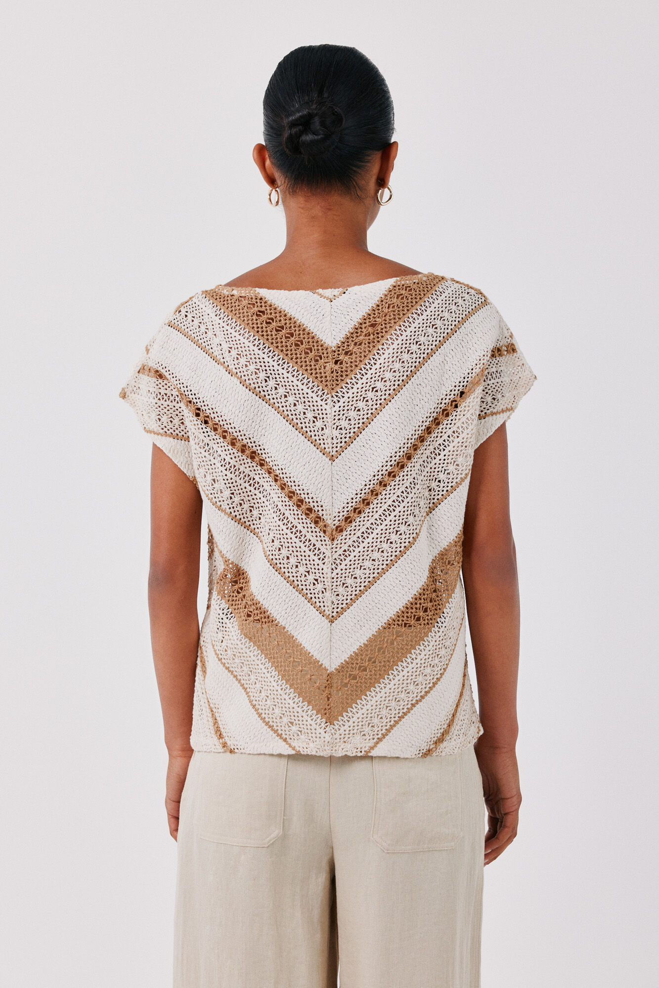Cortefiel Multicoloured crochet T-shirt Yellow
