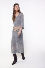 Slowlove Vestido de malha rendada Cinzento