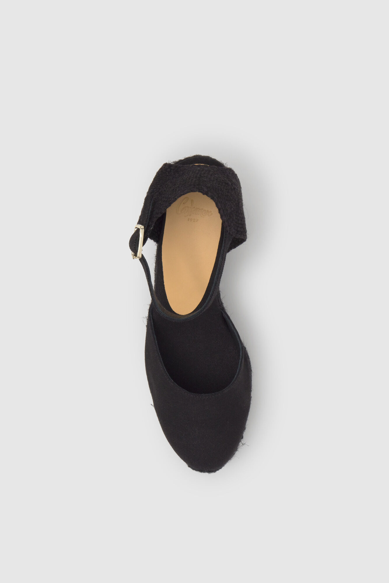 Casta&ntilde;er Dyed jute wedge espadrille Black