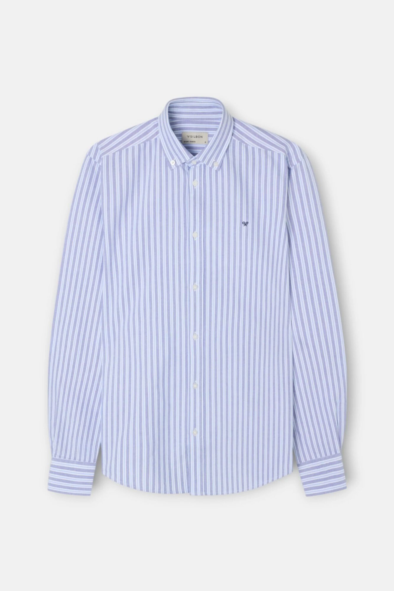 Silbon Bicolour striped oxford sport shirt Blue