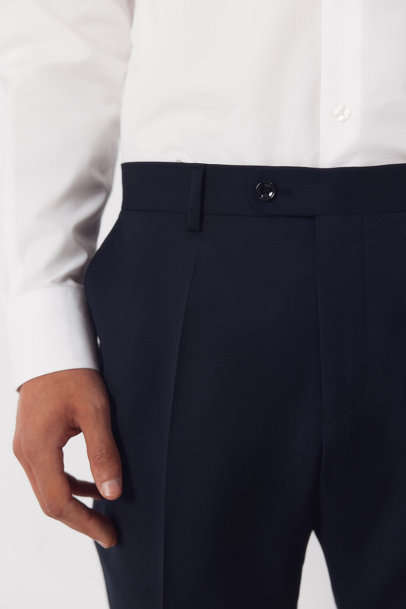 Cortefiel Plain COOLMAX&reg; tailored trousers Navy