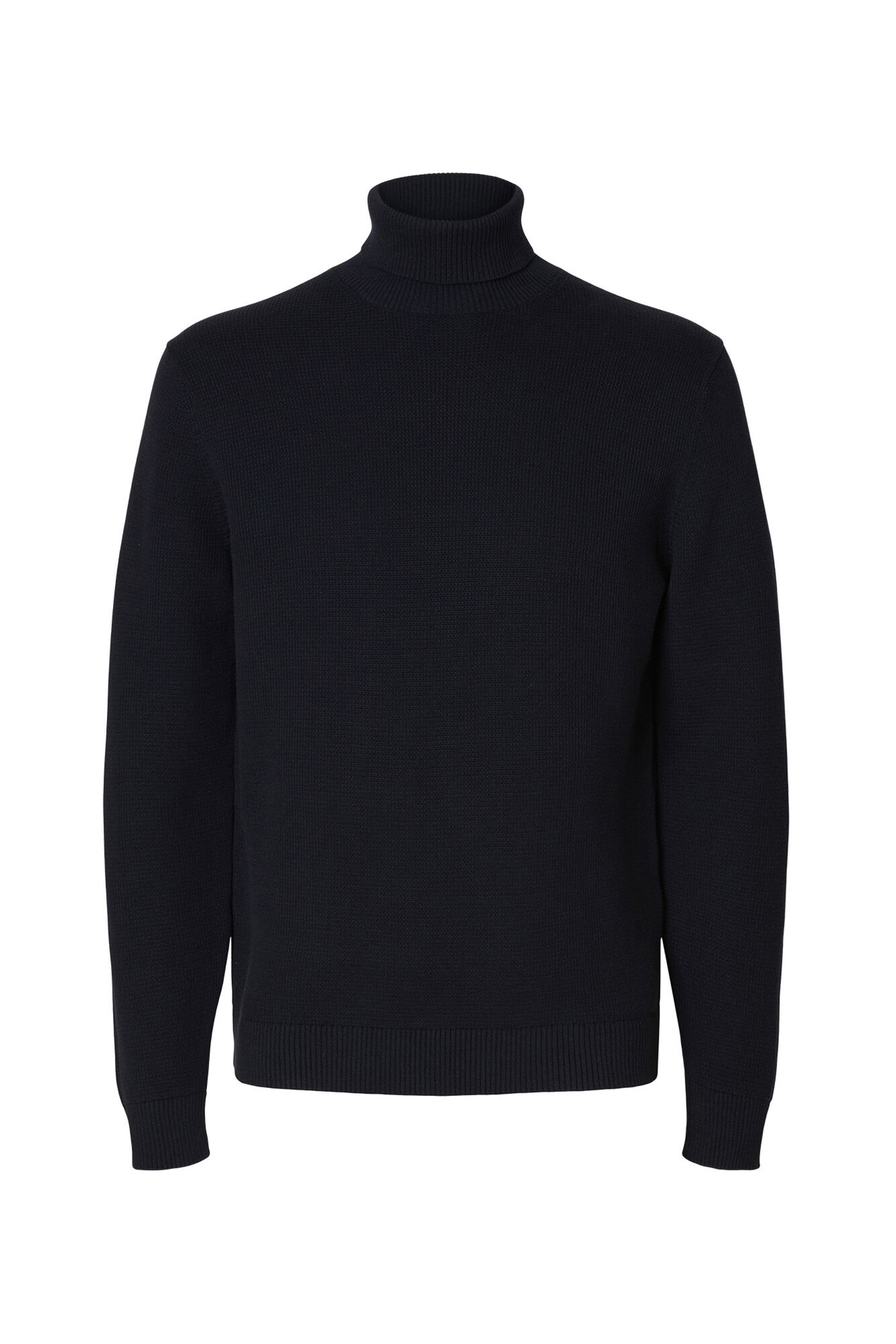 Selected Camisola de gola 100% algod&atilde;o org&acirc;nico Azul