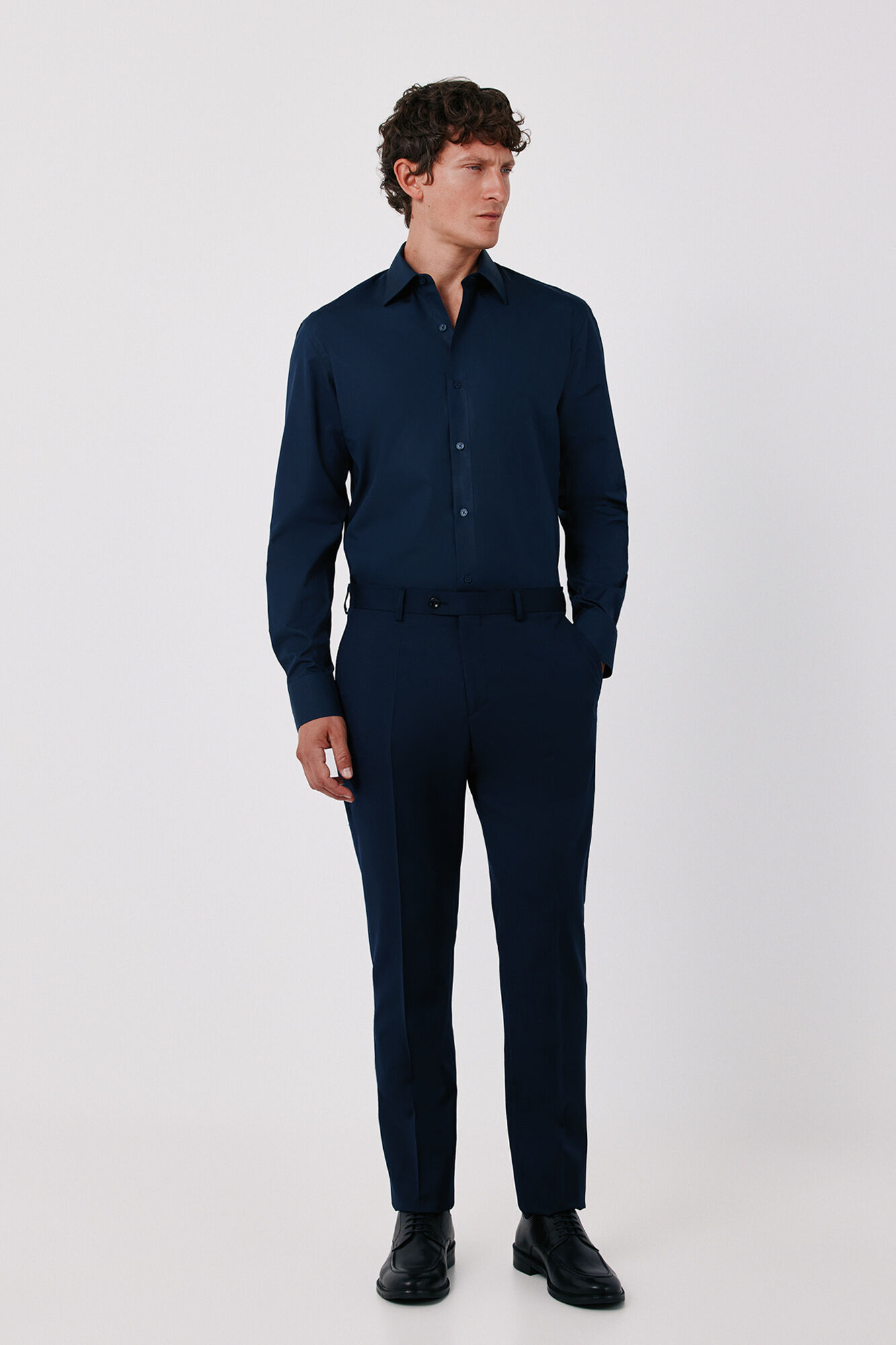 Cortefiel Plain Tencel cotton dress shirt