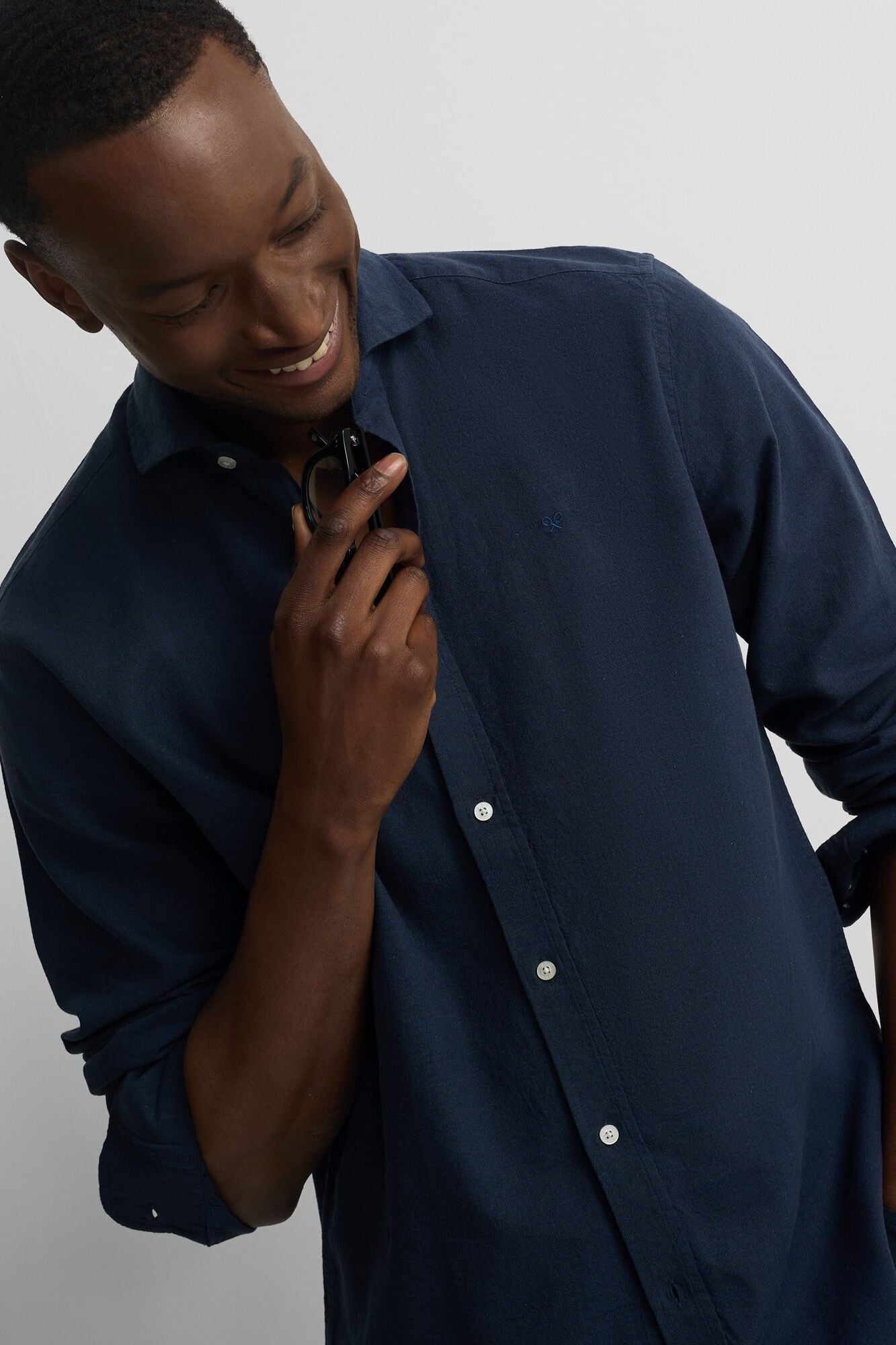 Silbon Camisa sport em linho Azul