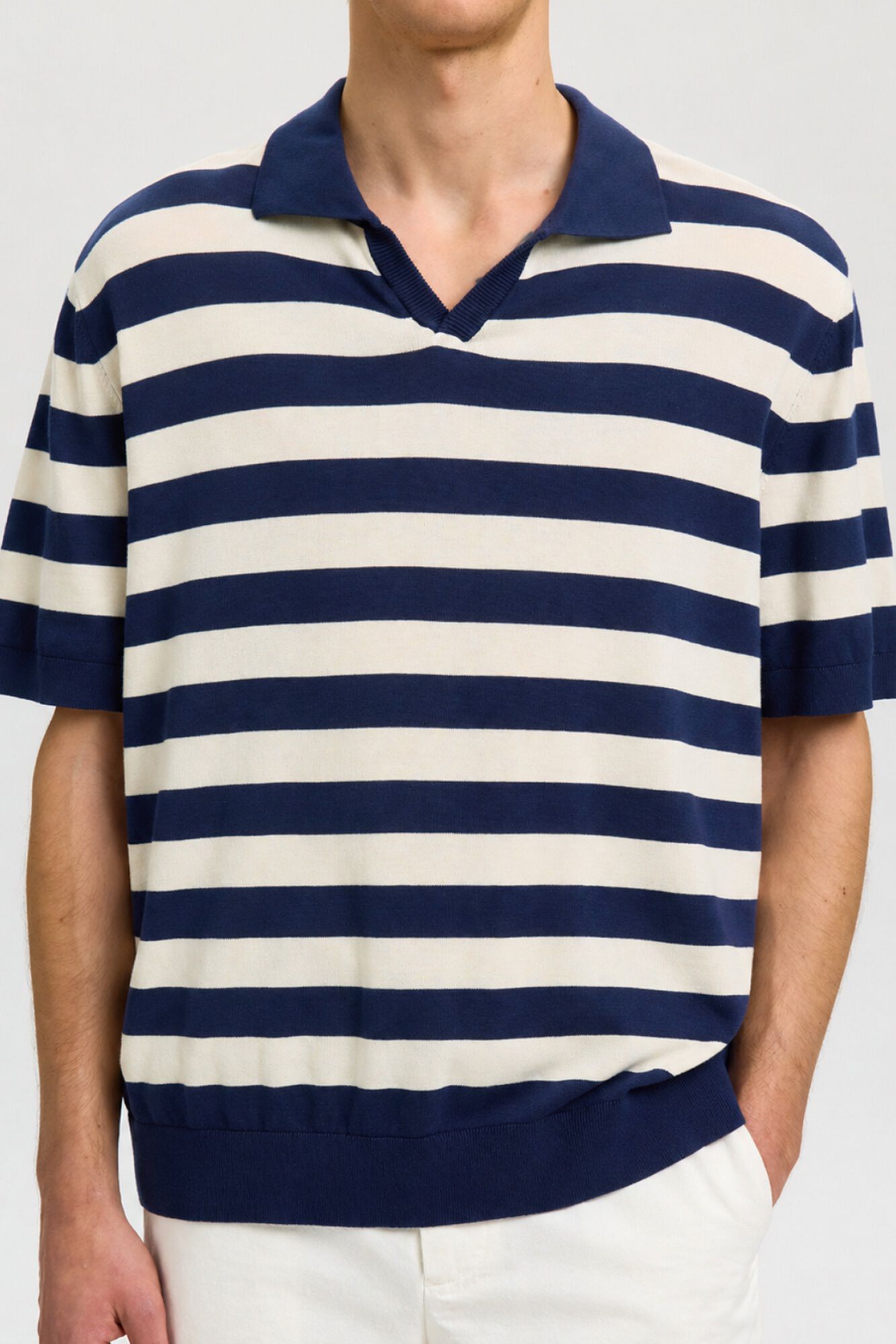 Selected Polo de punto rayas