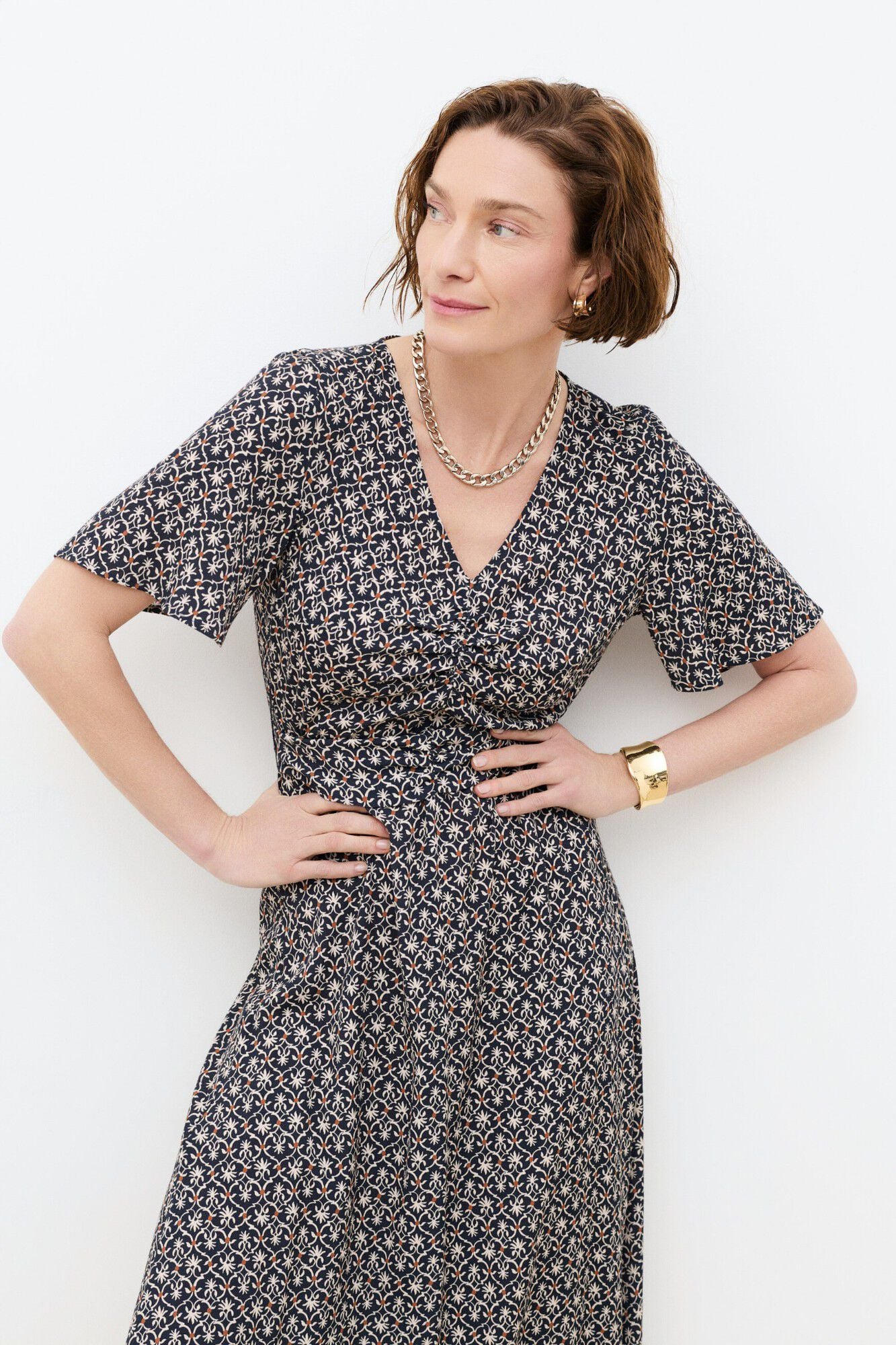 Caroll Vestido midi estampado Multicolorido