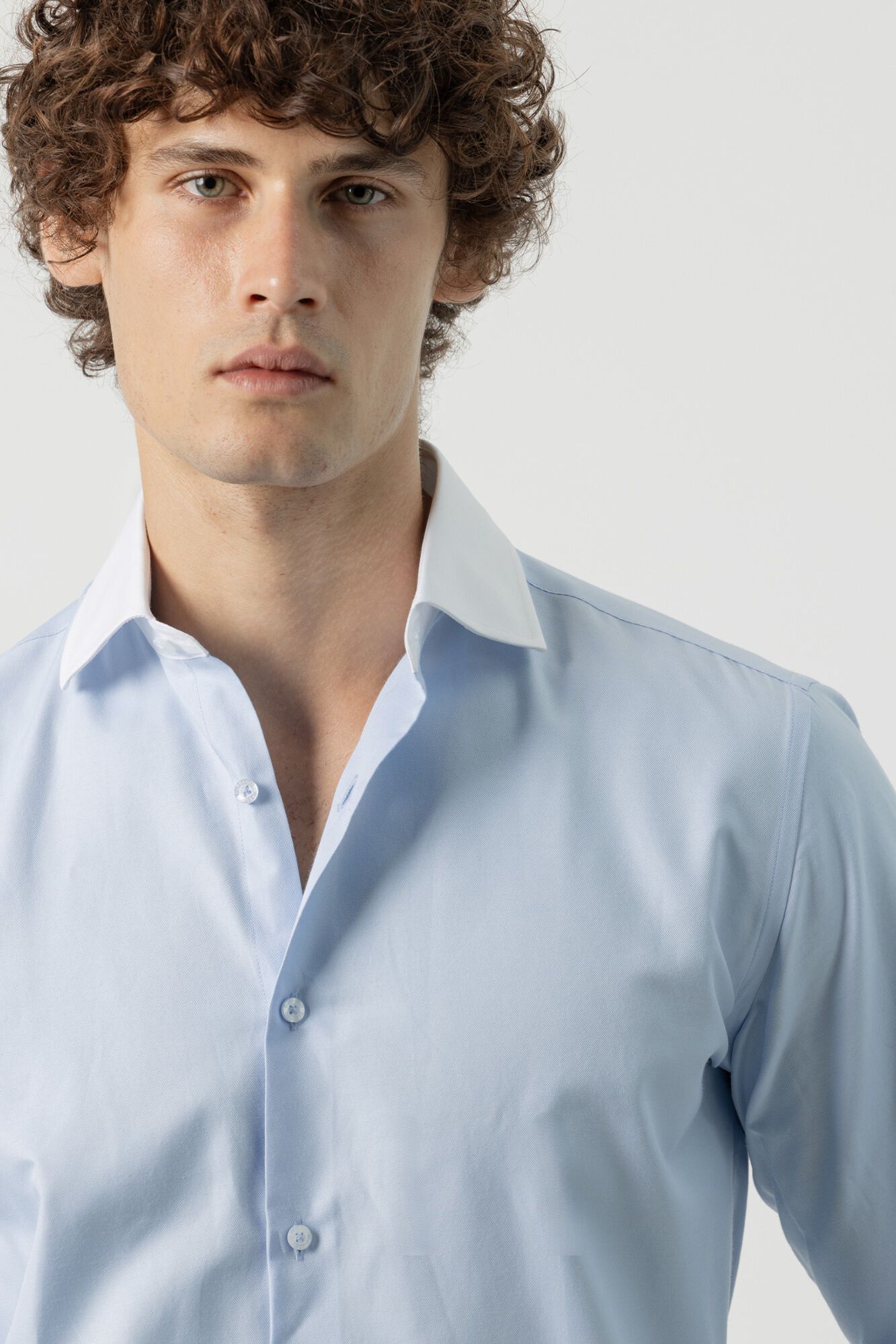 PuroEGO Camisa de vestir com gola de contraste Azul